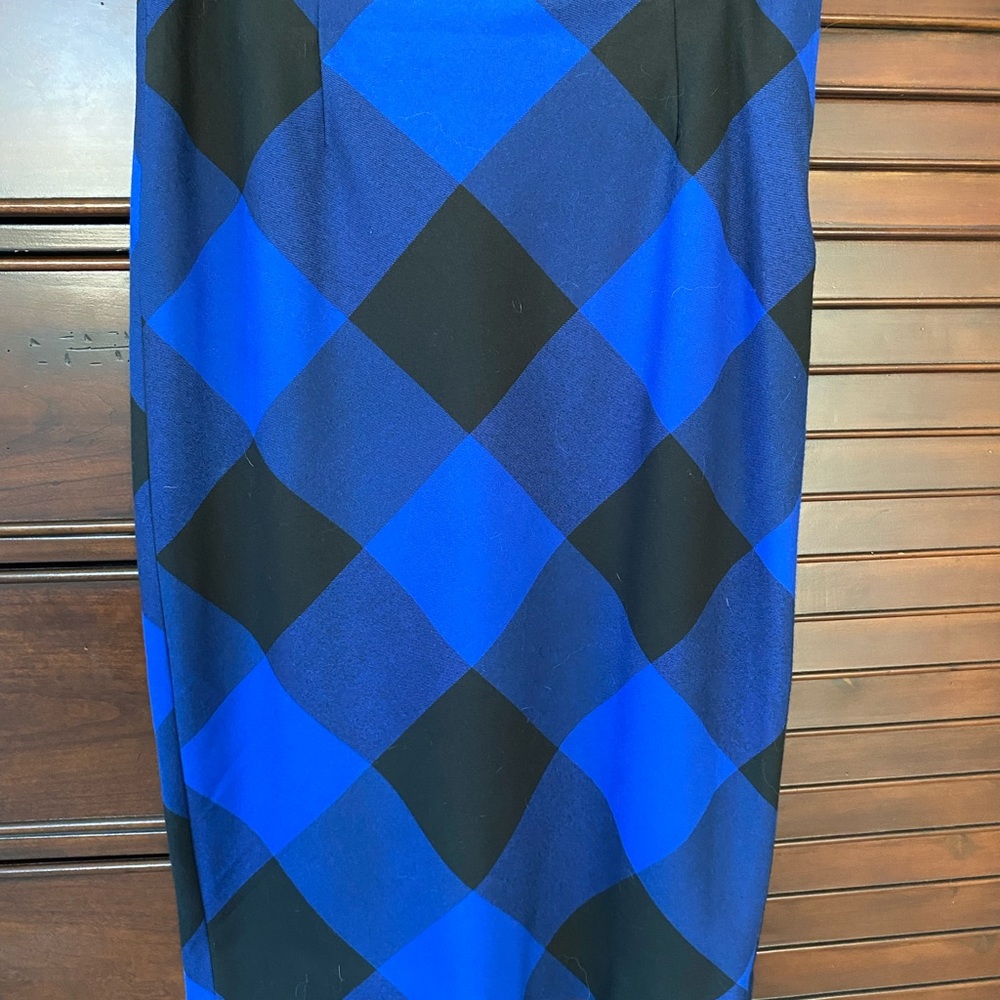 Blue and black plaid midi skirt  matching sweater set available.